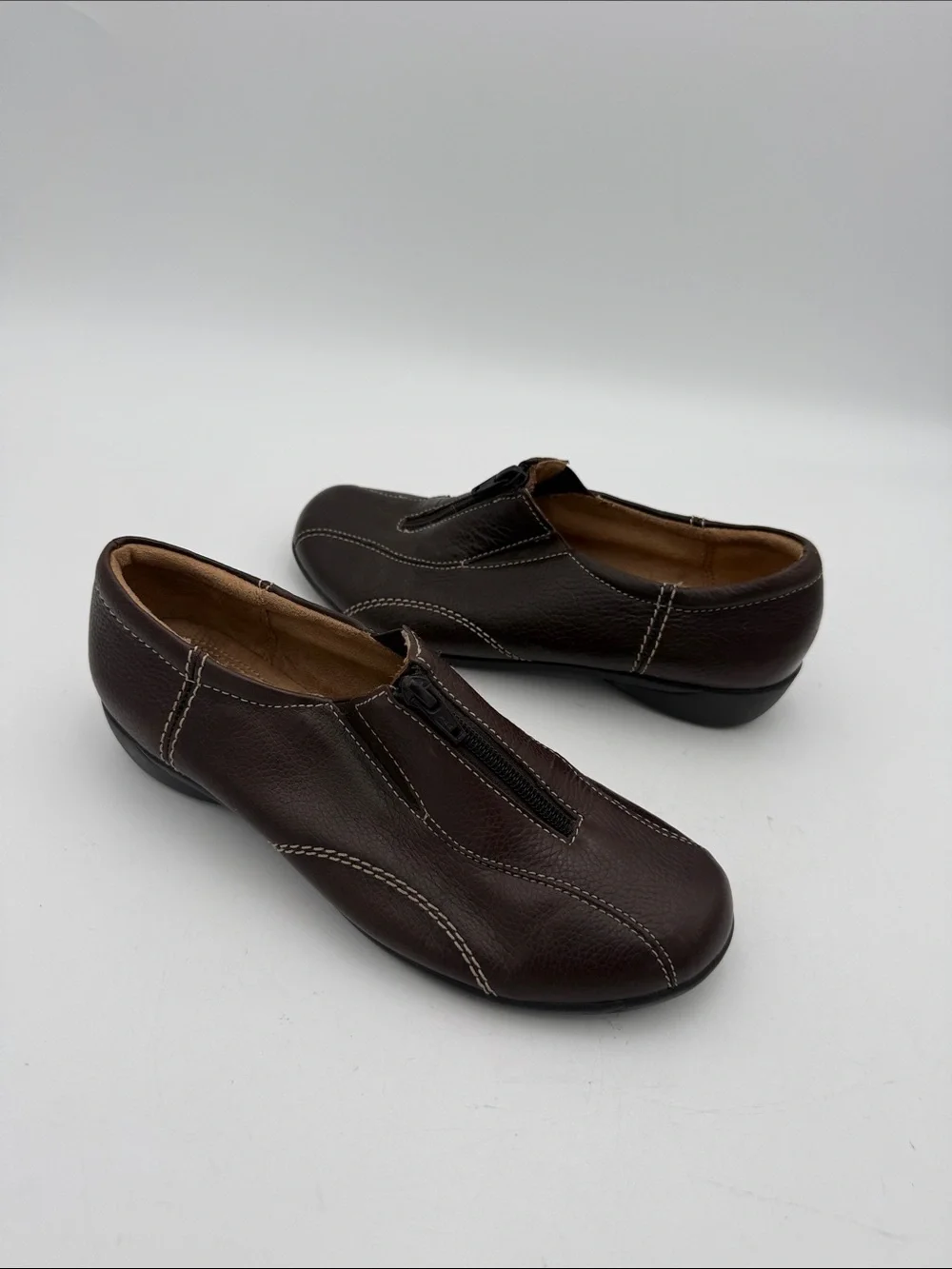 Naturalizer Men's Dark Brown Front-Zip Slip-On Loafers women 8M casual office